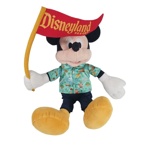 Mickey Mouse Disney Plush Toy Hawaiian Shirt Disneyland Resort Souvenir Banner - Picture 1 of 5